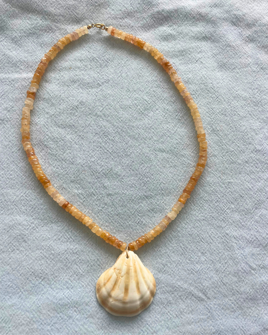 Marigold 2 - Yellow Opal Shell Necklace