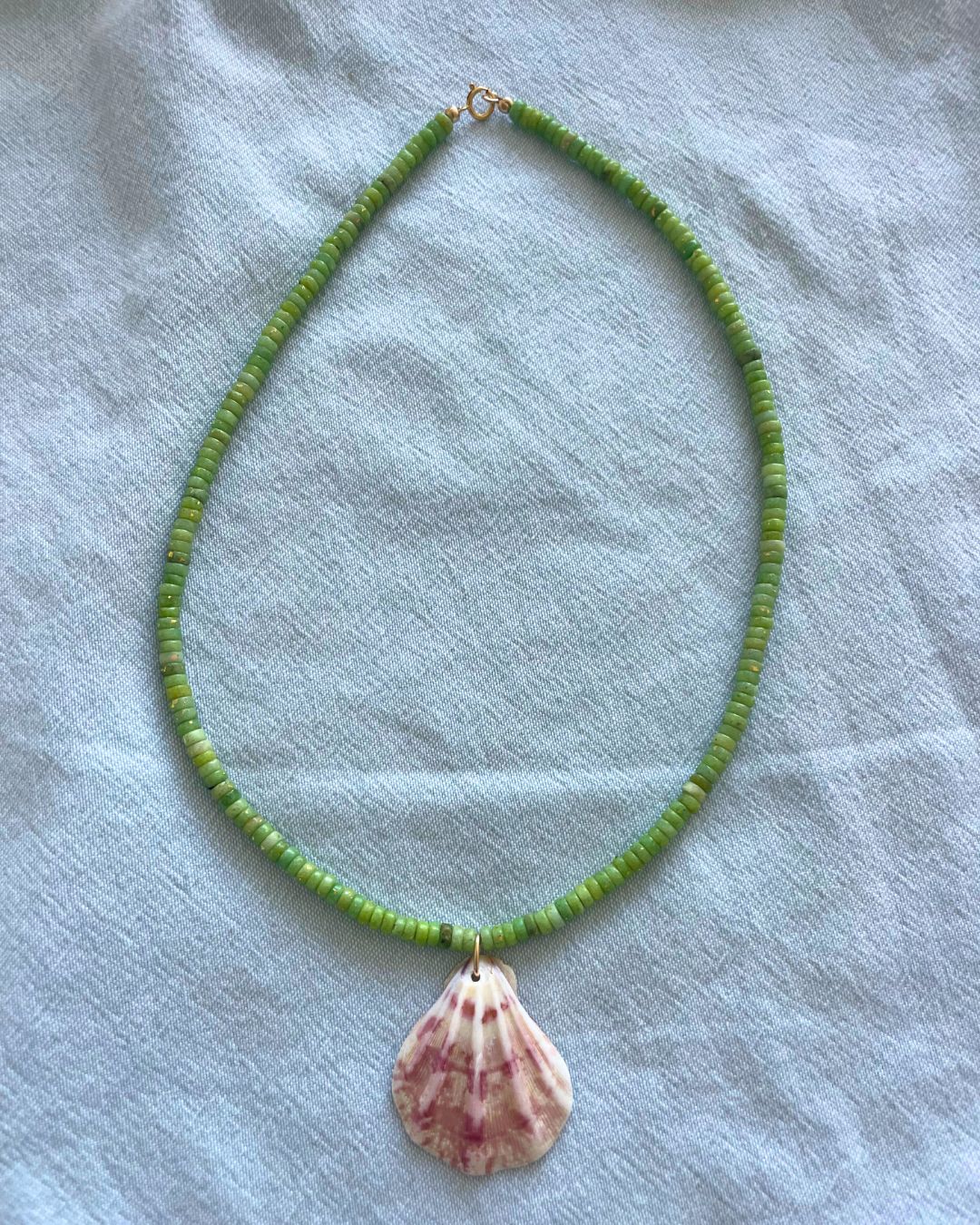Lush - Lime Green Pyrite Shell Necklace