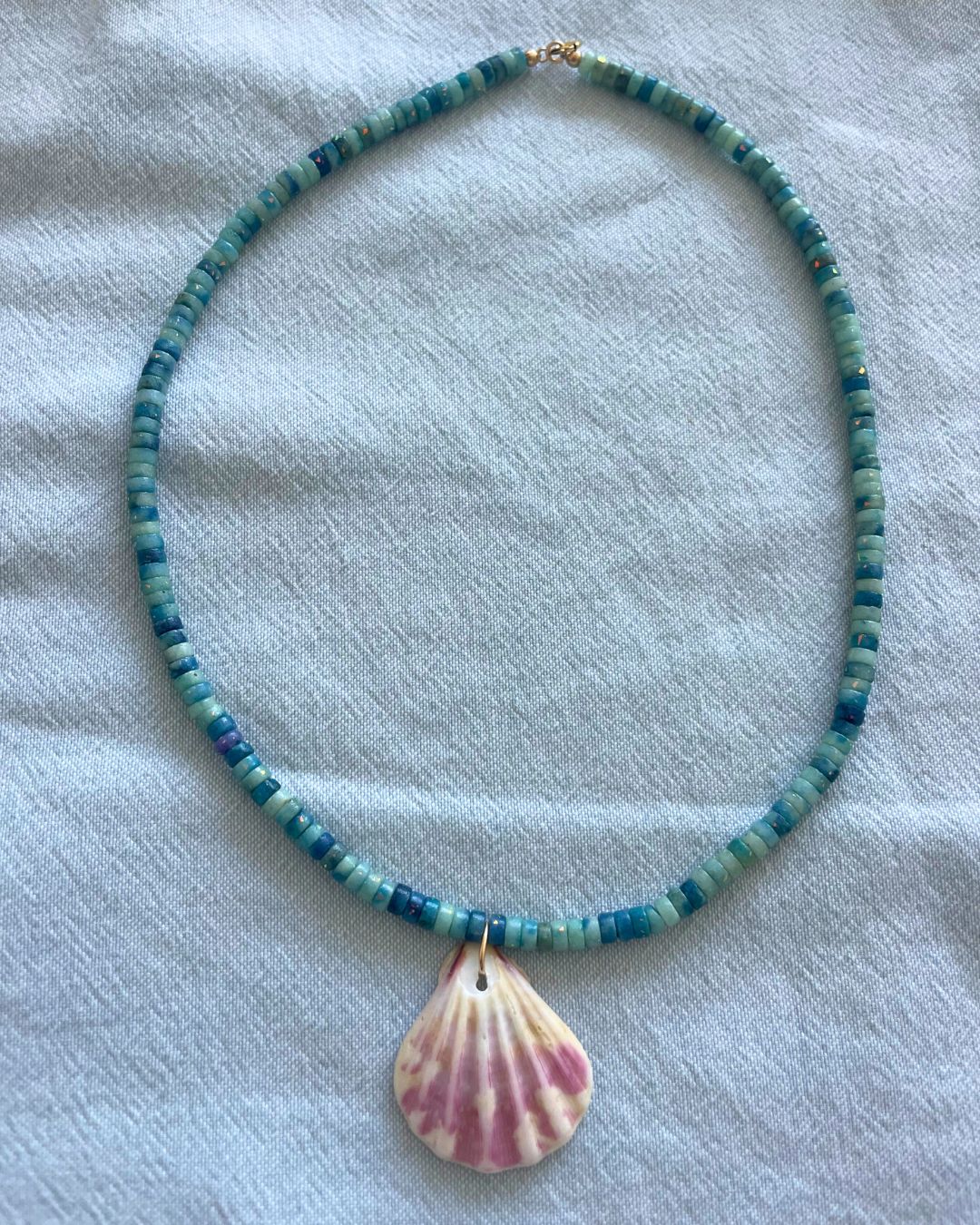 Drift - Sky Blue Pyrite Shell Necklace