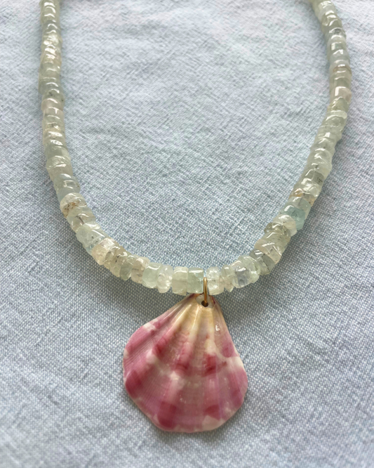 Seabreeze 2 - Aquamarine Shell Necklace
