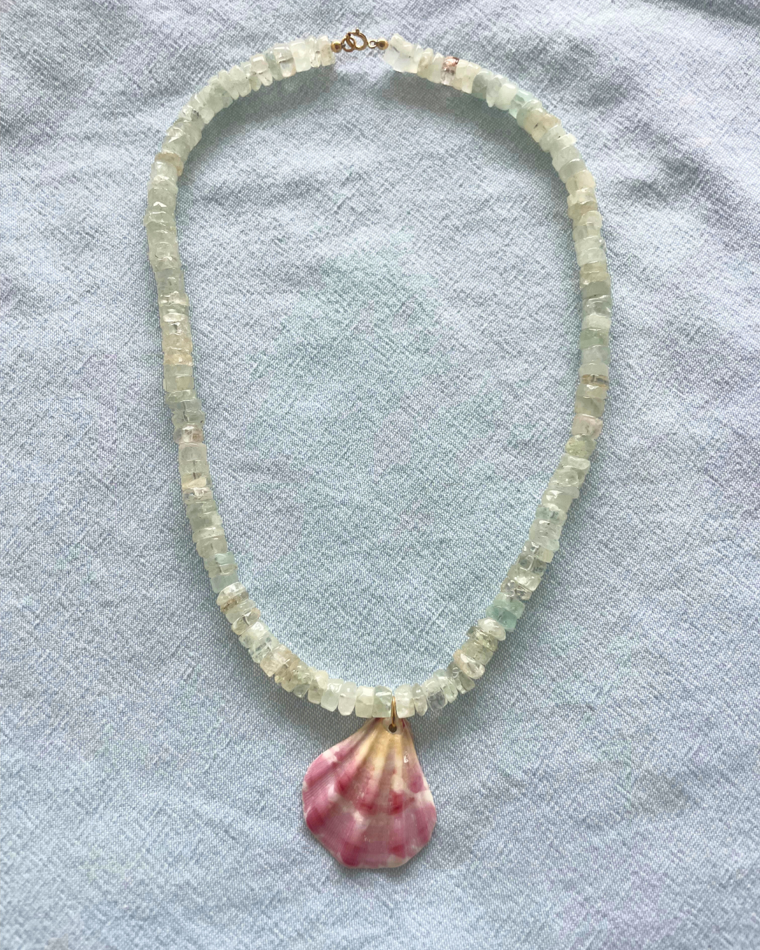 Seabreeze 2 - Aquamarine Shell Necklace