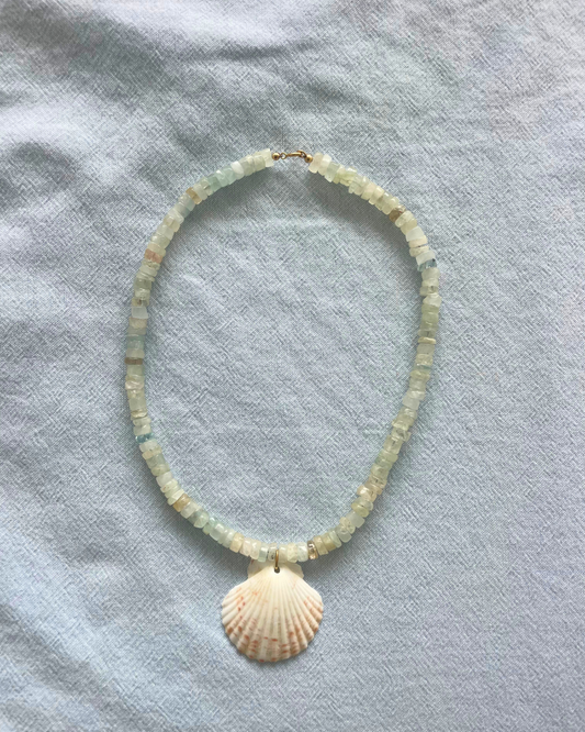 Seabreeze 1 - Aquamarine Shell Necklace
