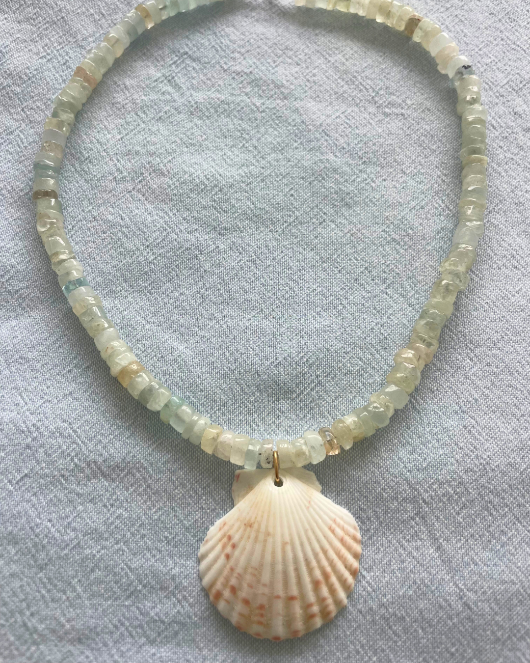 Seabreeze 1 - Aquamarine Shell Necklace