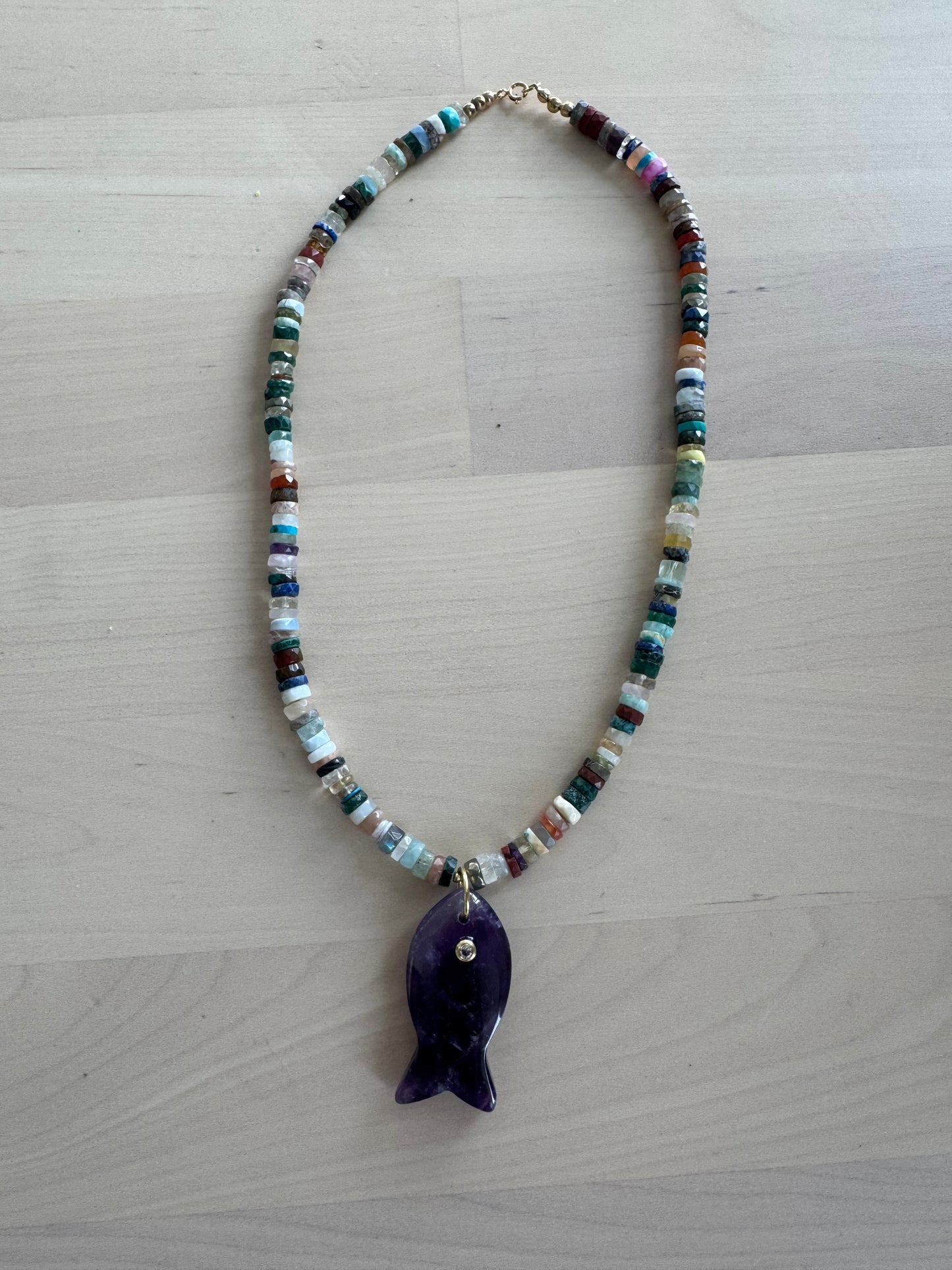 Purple Fish + Mixed Gemstones