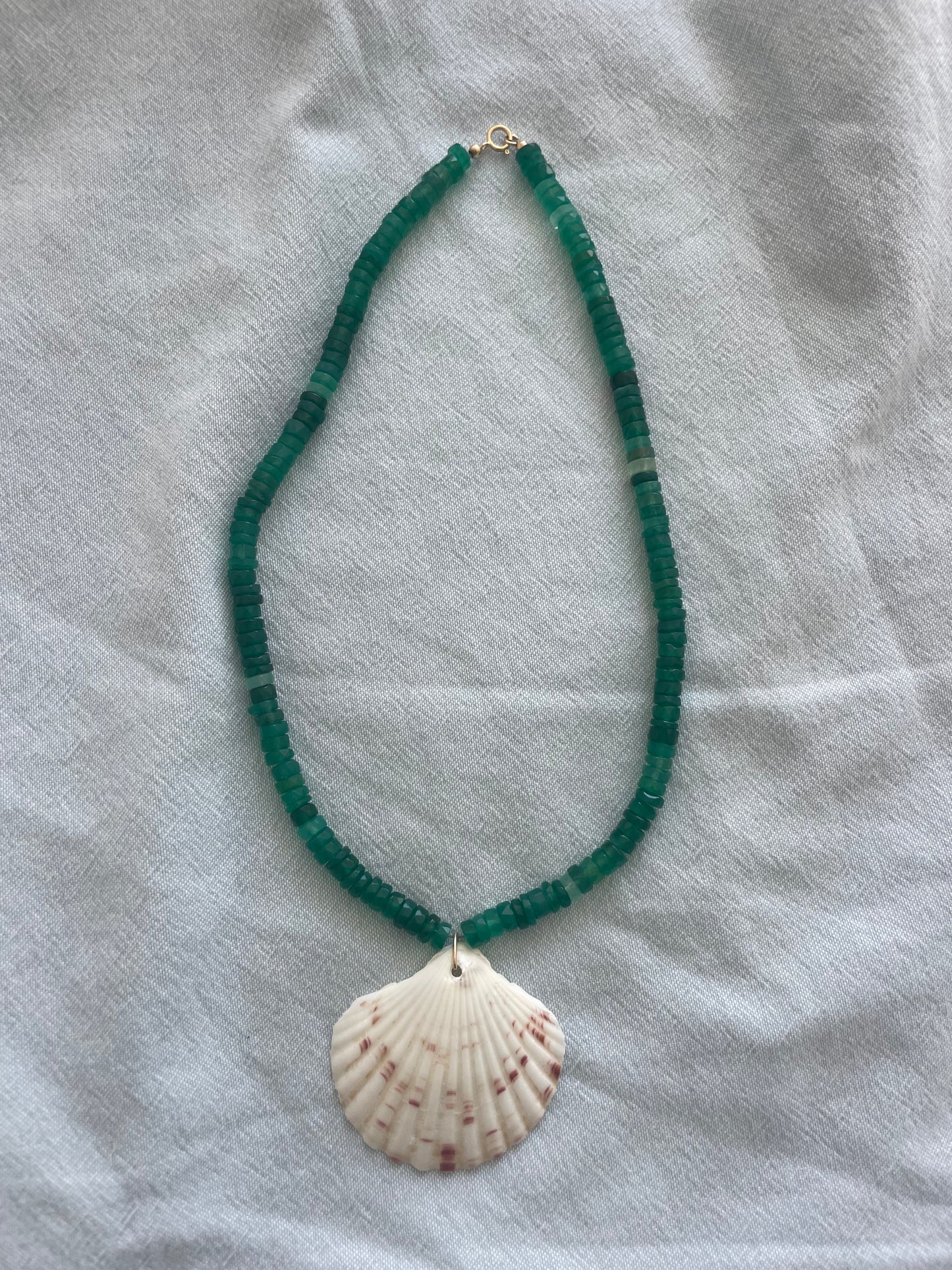 Jade Cove 2 - Green Onyx Shell Necklace