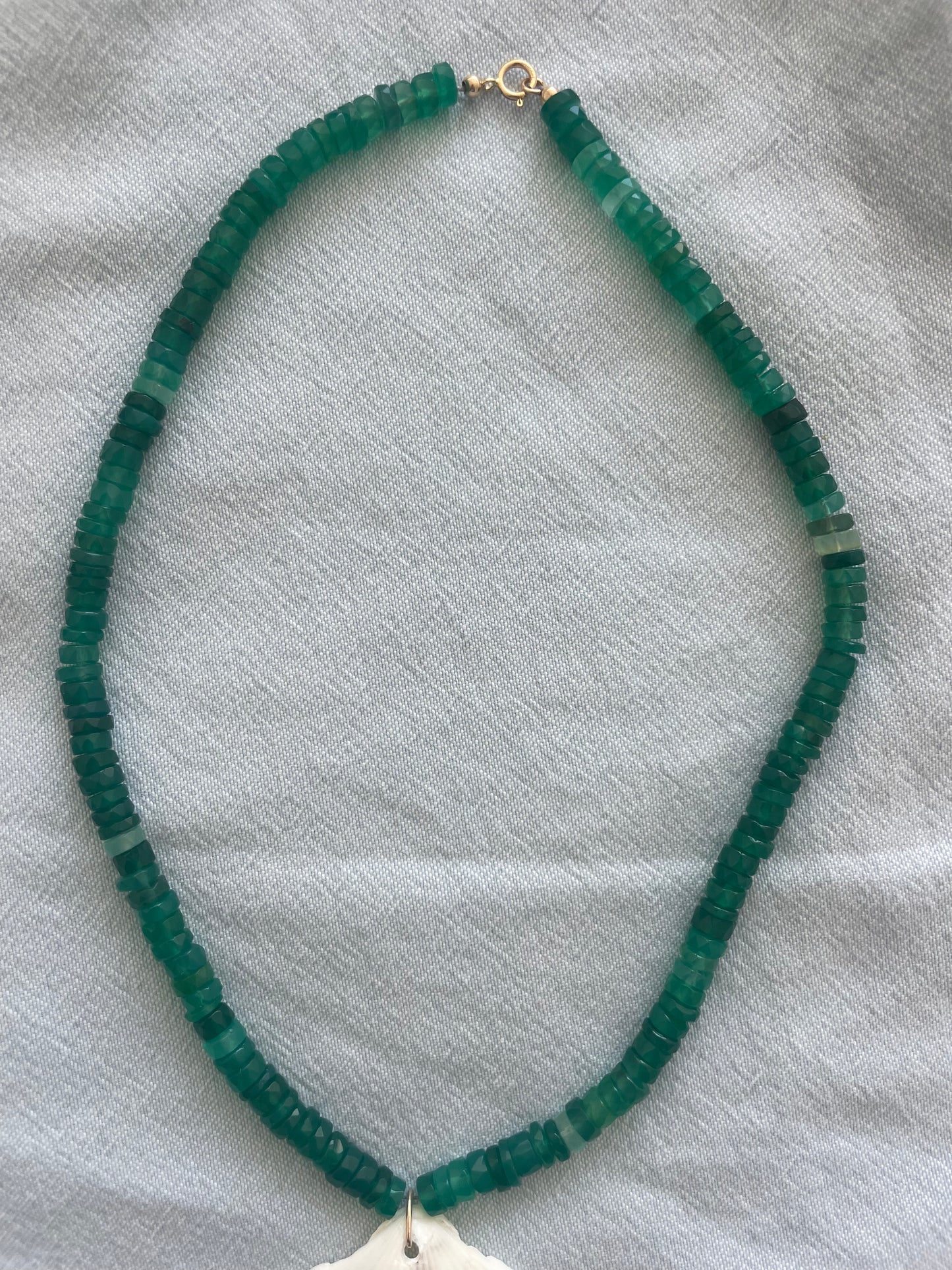 Jade Cove 2 - Green Onyx Shell Necklace