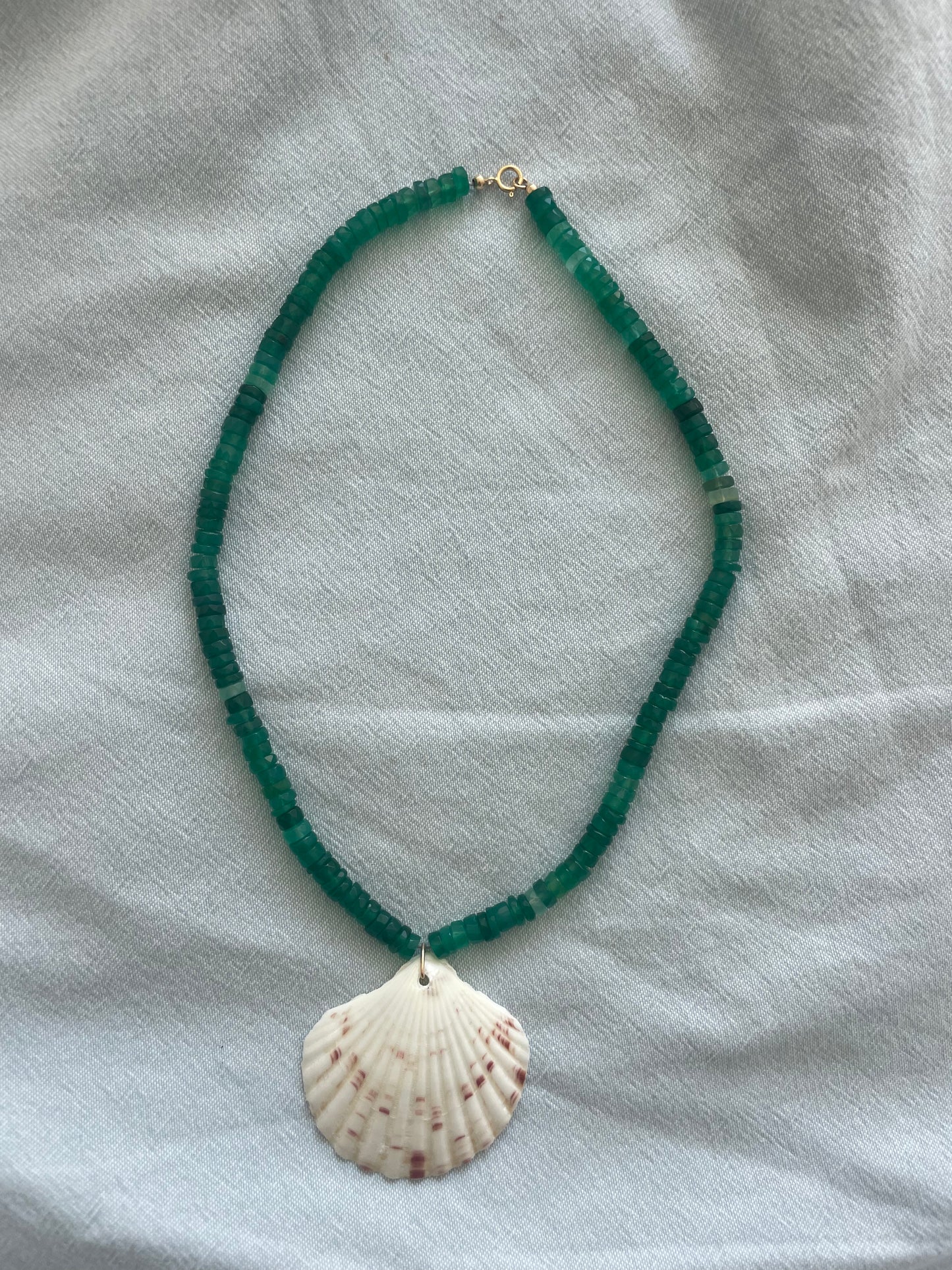 Jade Cove 2 - Green Onyx Shell Necklace