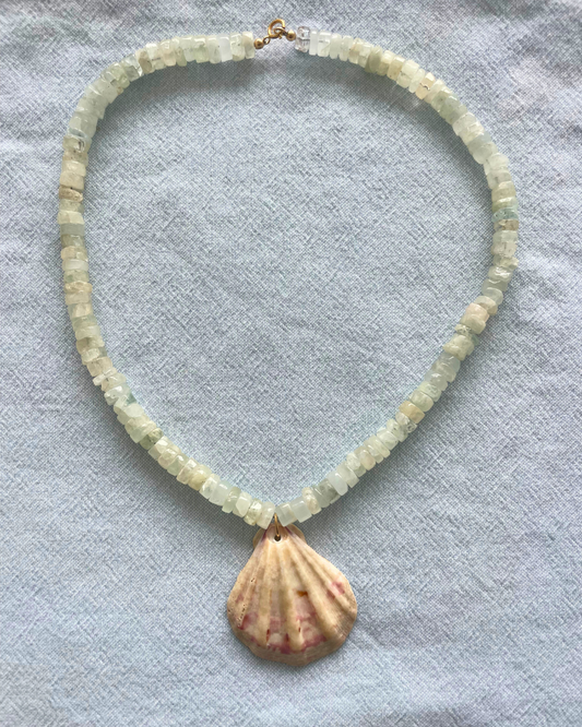 Seabreeze 3 - Aquamarine Shell Necklace