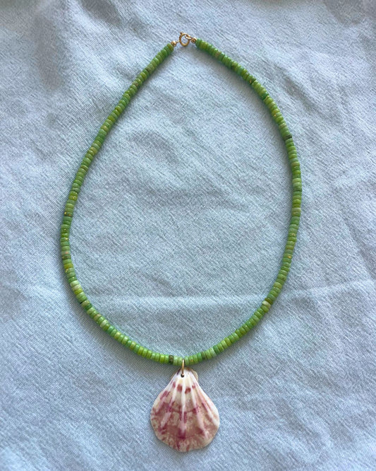 Lush - Lime Green Pyrite Shell Necklace