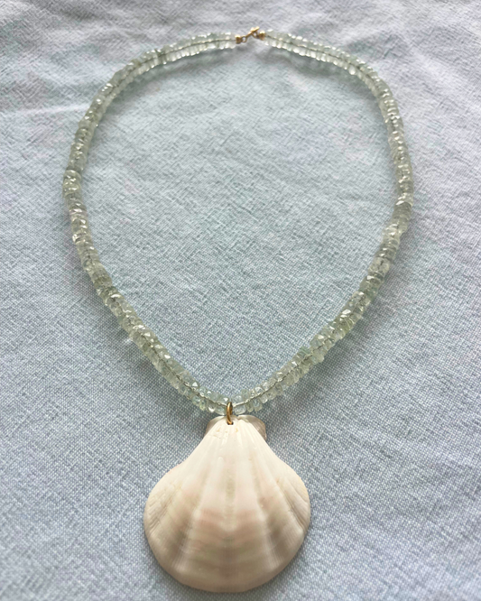 Seaglass - Green Amethyst Shell Necklace