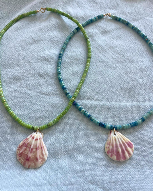 Drift - Sky Blue Pyrite Shell Necklace