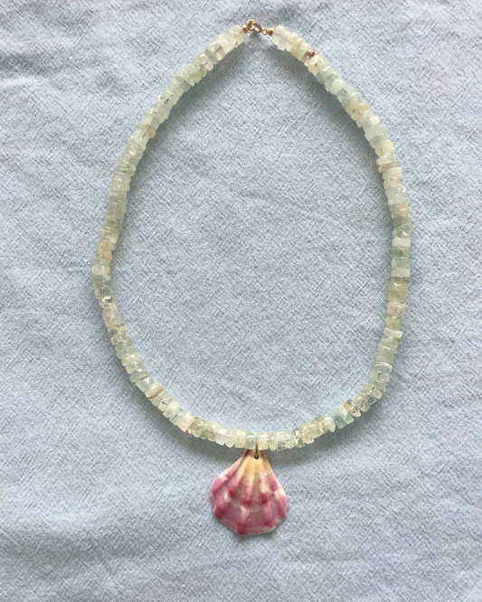 Seabreeze 2 - Aquamarine Shell Necklace