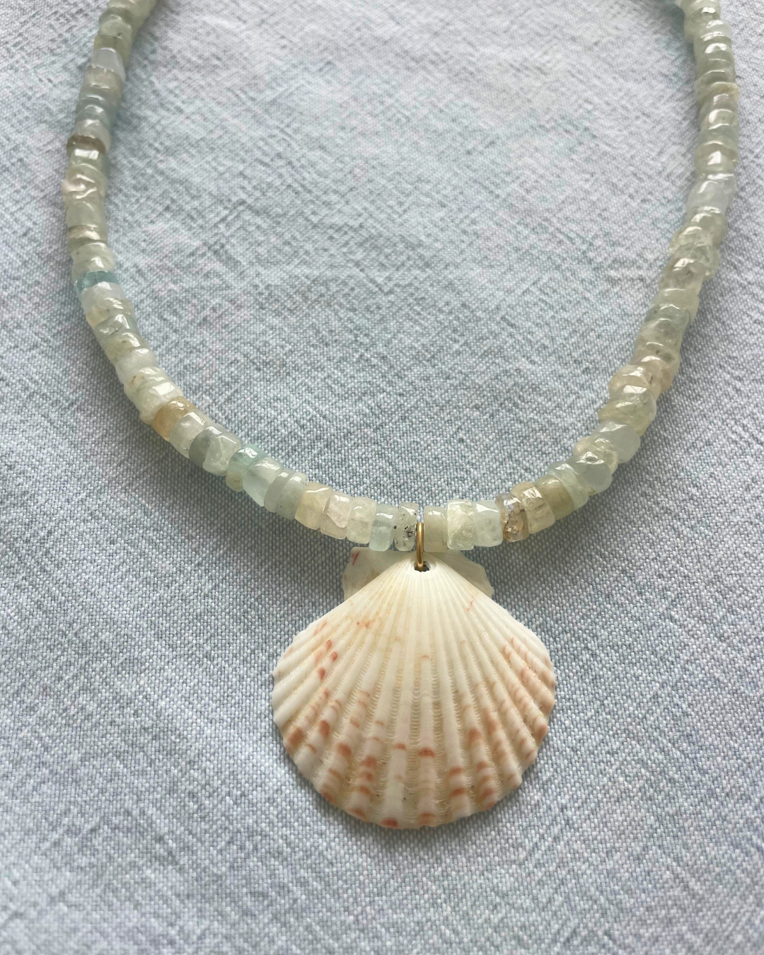 Seabreeze 1 - Aquamarine Shell Necklace