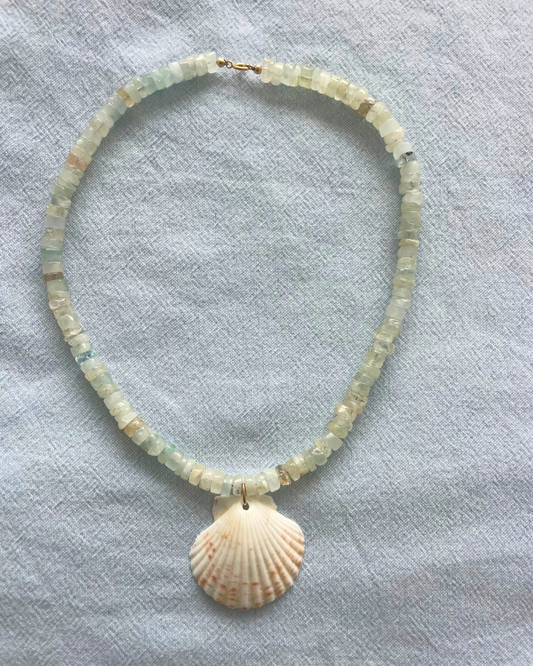 Seabreeze 1 - Aquamarine Shell Necklace