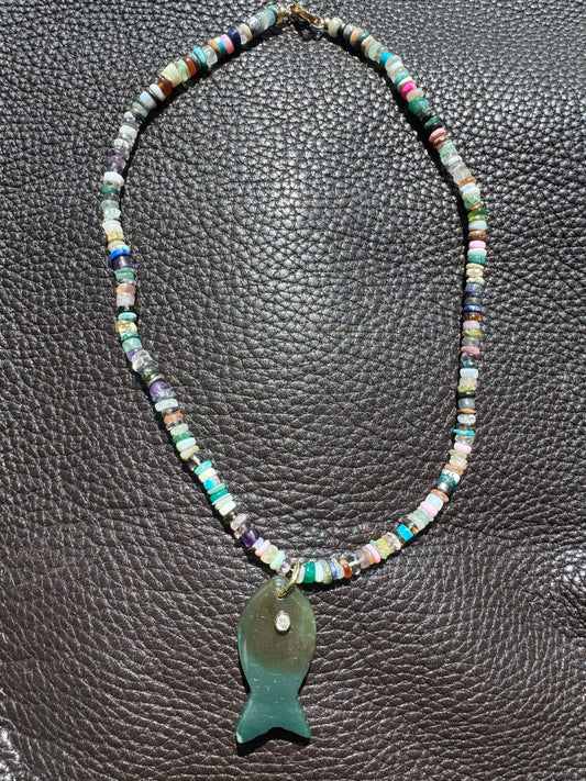 Fish Necklace: Mixed Amethyst