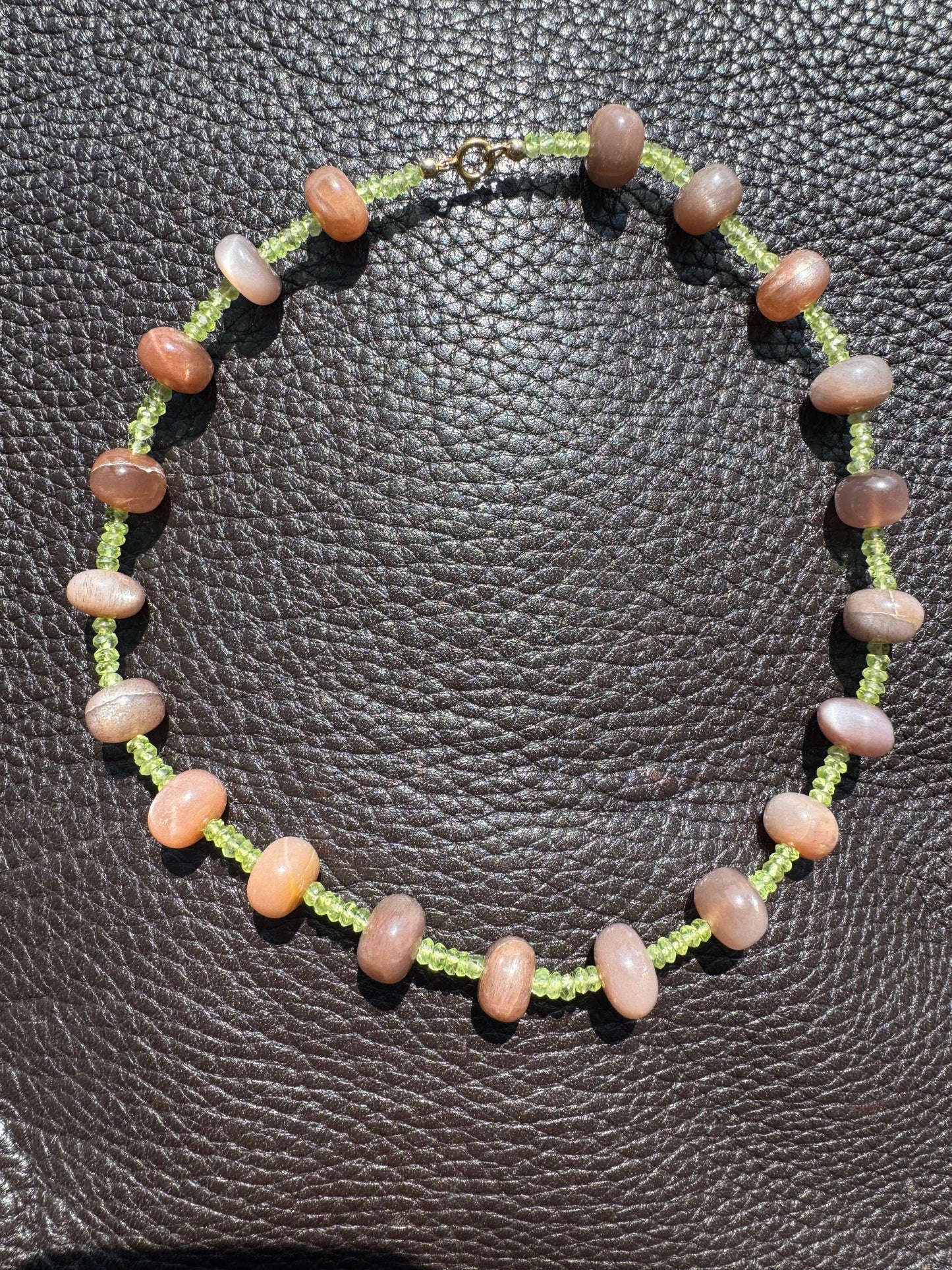 Brown Moonstone with Green Peridot Choker