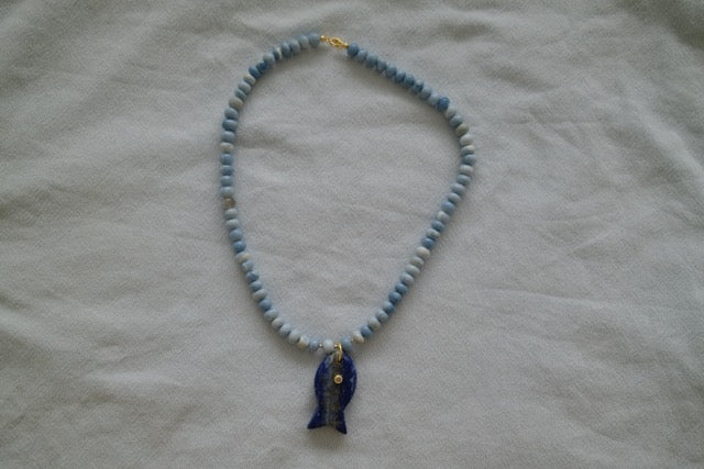 Fish Necklace: Ice Blue Opal