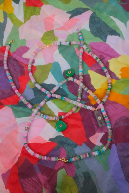 Multicolor beads with charm pendant
