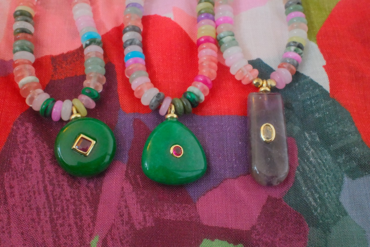 Multicolor beads with charm pendant