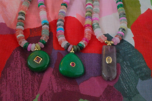 Multicolor beads with charm pendant