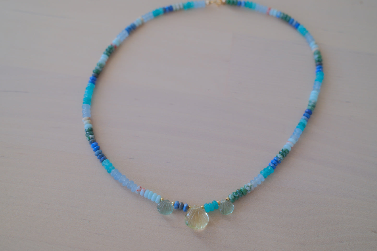 Gem Shells + Multi Blue Beads