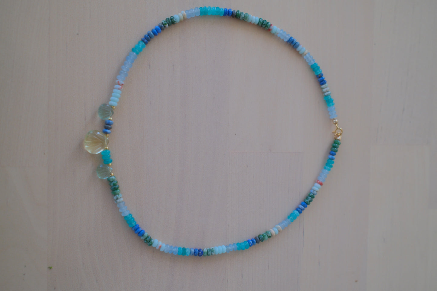 Gem Shells + Multi Blue Beads
