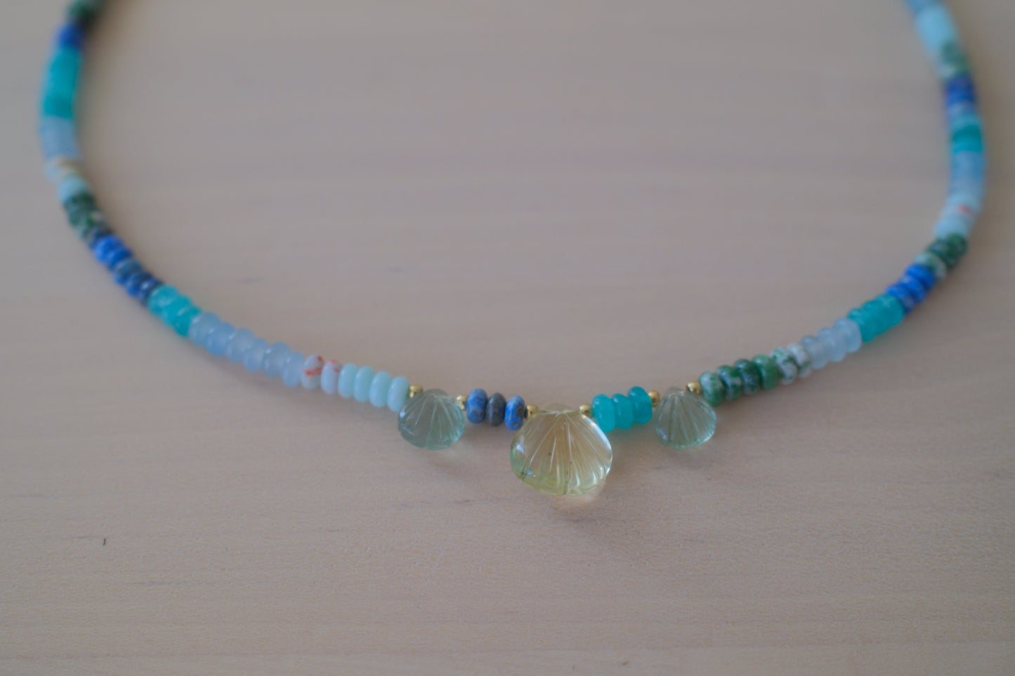 Gem Shells + Multi Blue Beads