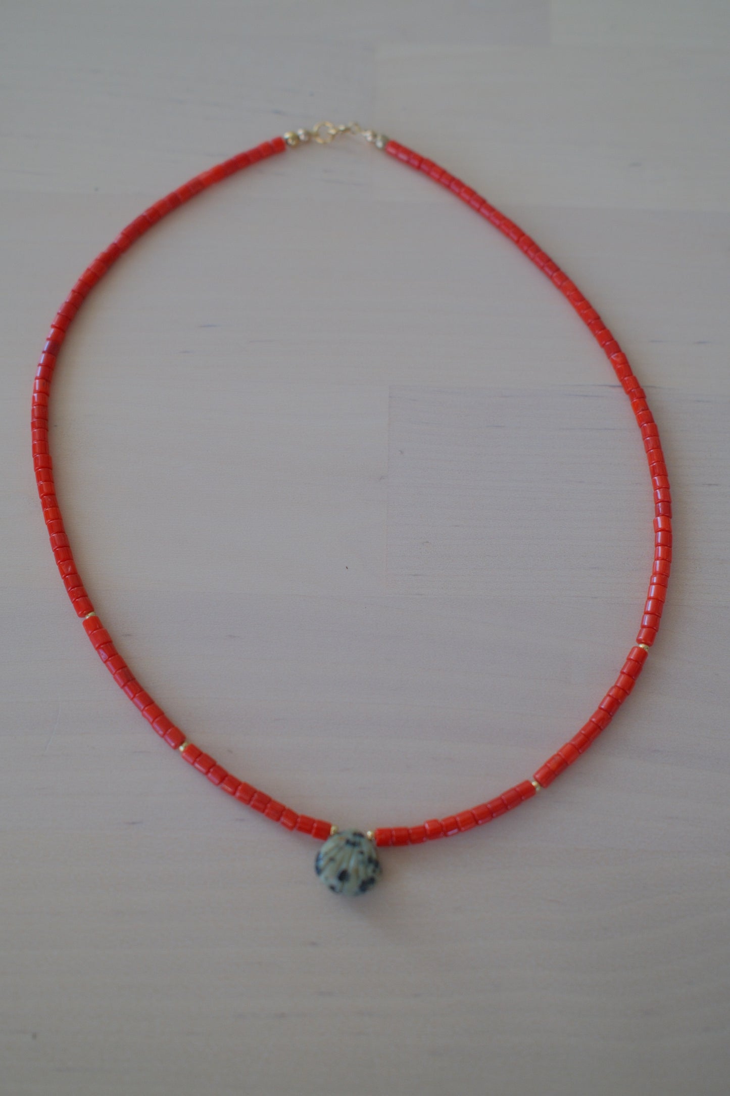 Dalmatian Shell + Coral Beads
