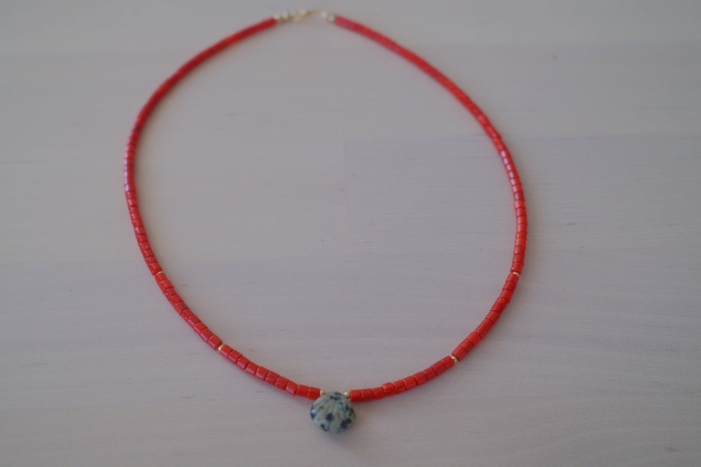 Dalmatian Shell + Coral Beads