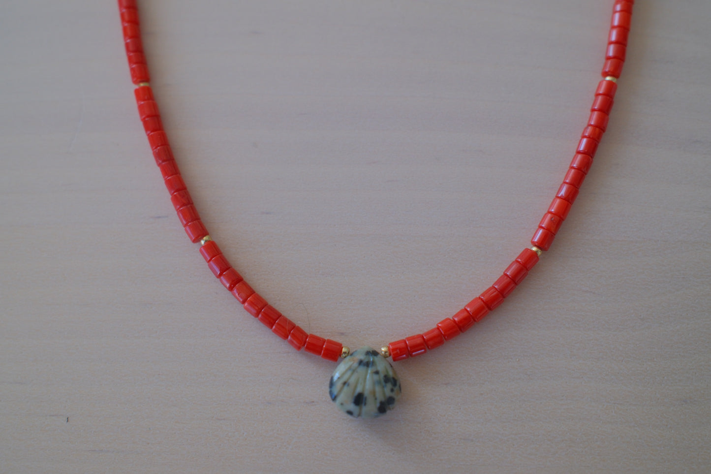 Dalmatian Shell + Coral Beads