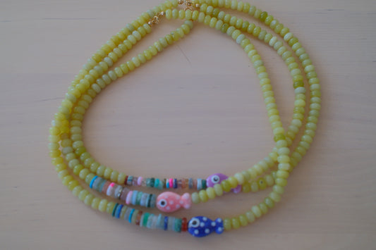 Ceramic Fish Bead Necklace