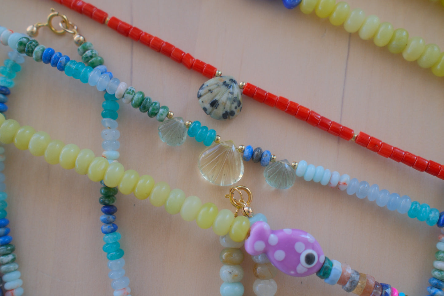 Dalmatian Shell + Coral Beads