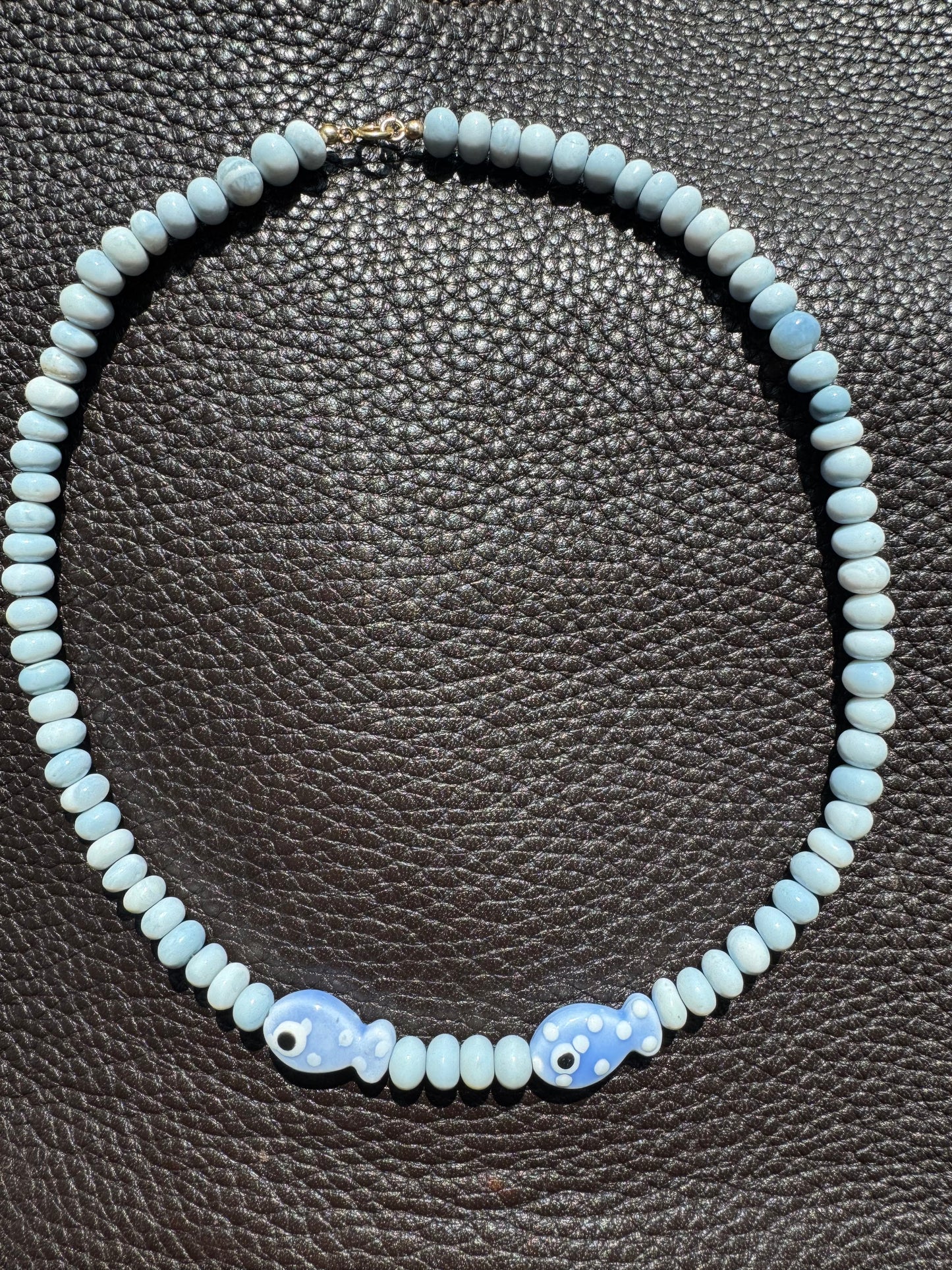 Bead Fish Necklace: Blue Opal