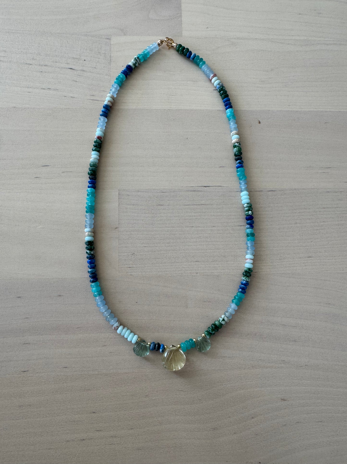 Gem Shells + Multi Blue Beads