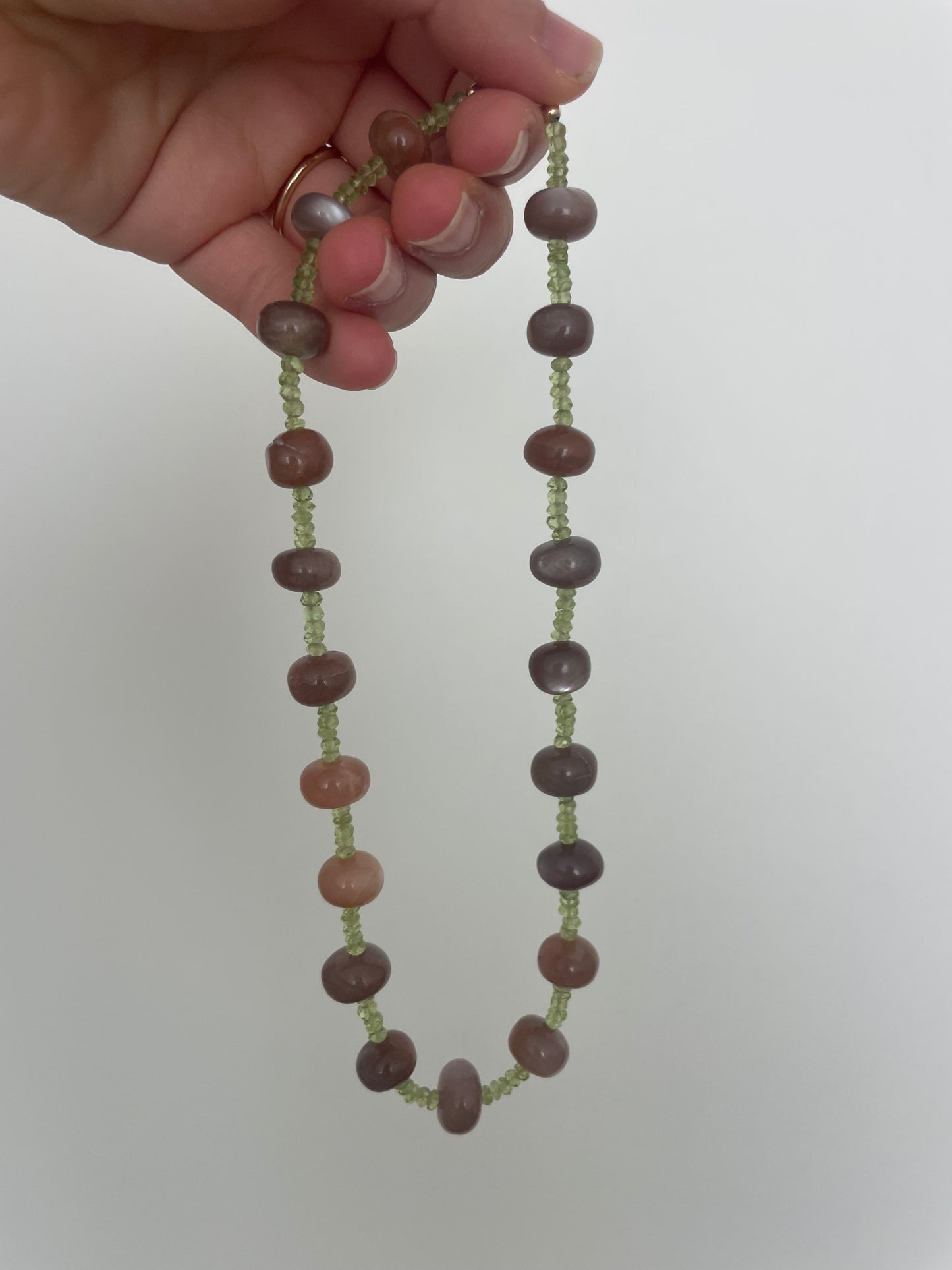 Brown Moonstone with Green Peridot Choker