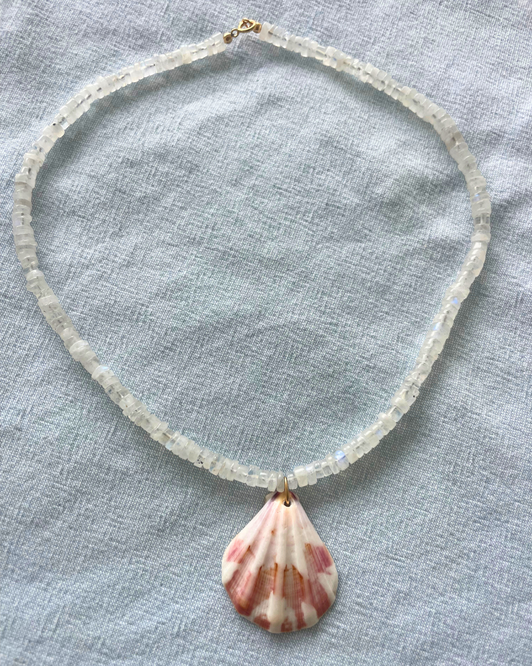 Moonstone Beads and Shell Necklace