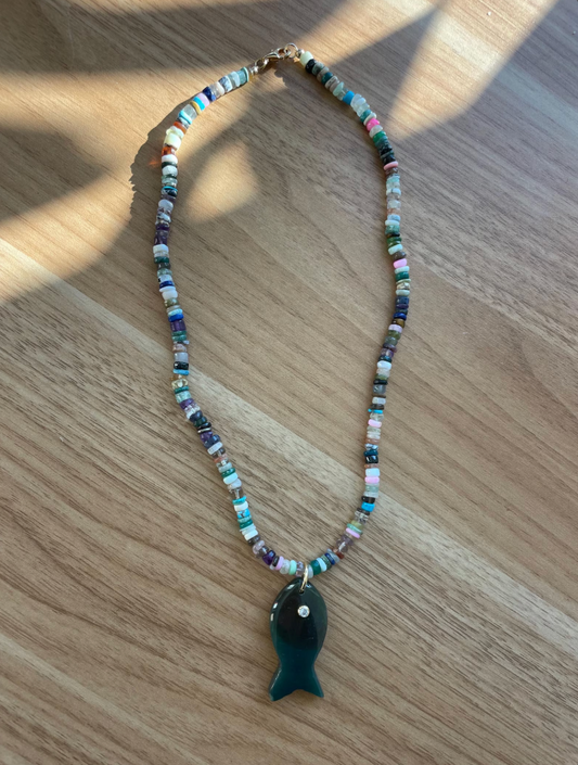 Fish Necklace: Mixed Amethyst