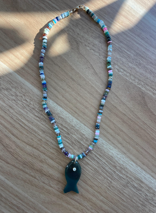 Fish Necklace: Mixed Amethyst