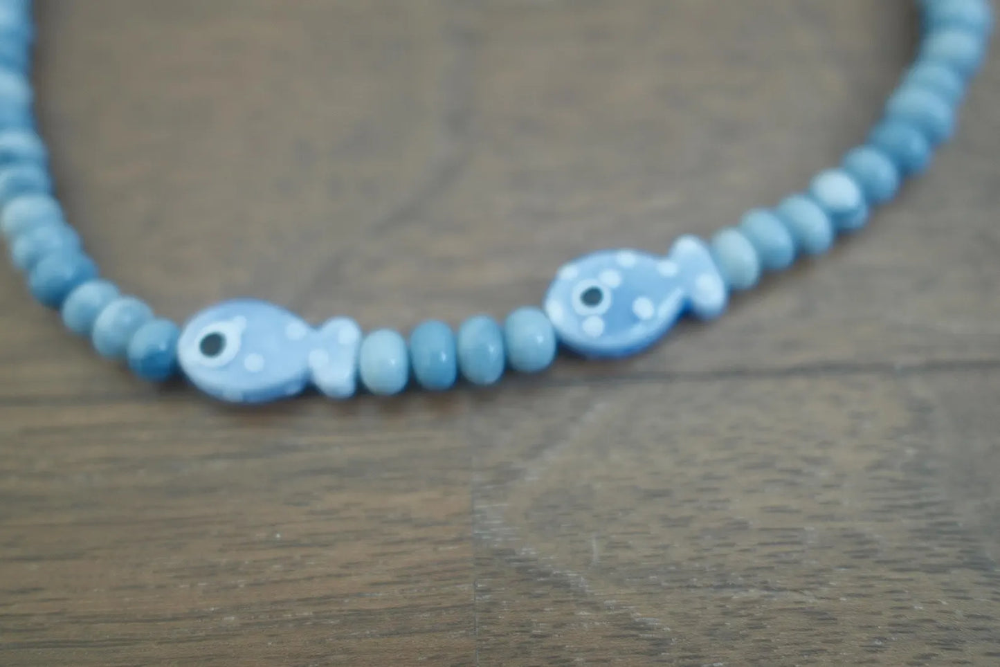 Bead Fish Necklace: Blue Opal