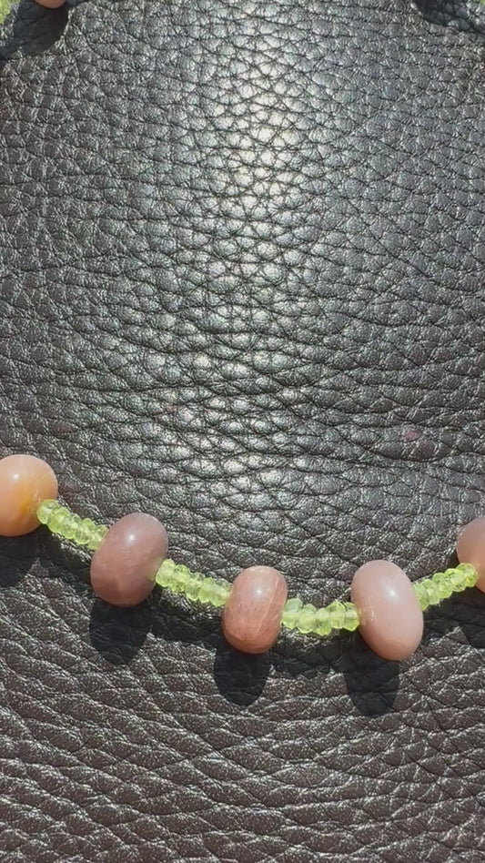 Brown Moonstone with Green Peridot Choker